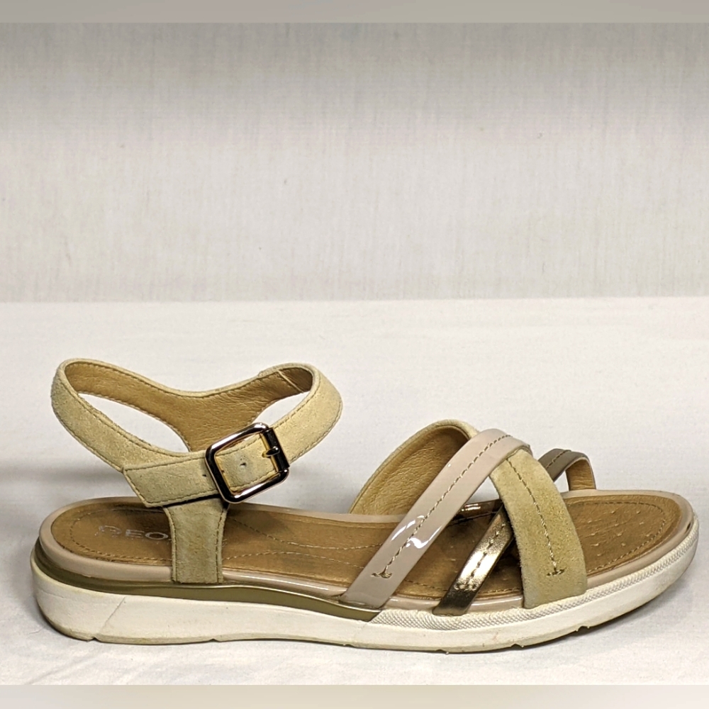 NEW Geox Womens High Quality Leather Sandal Sz 5 cream/pink